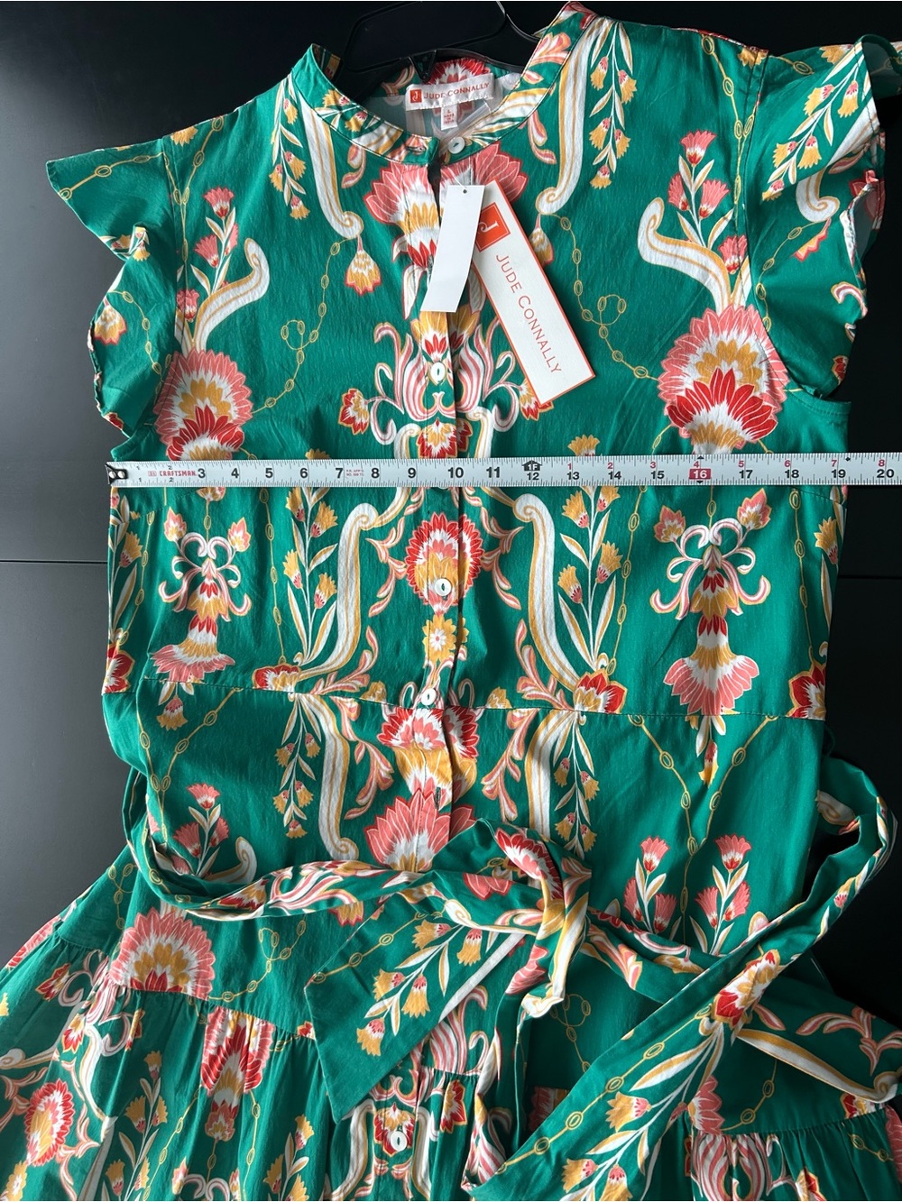 Jude Connally Mirabella Midi Dress Size L Green Floral Belted NWT - Picture 11 of 16